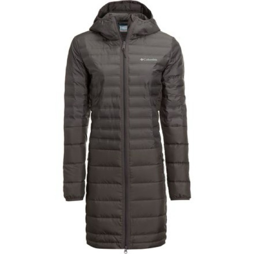 Columbia women’s McKay Lake medium gray Hooded 3/4 Puffer Jacket